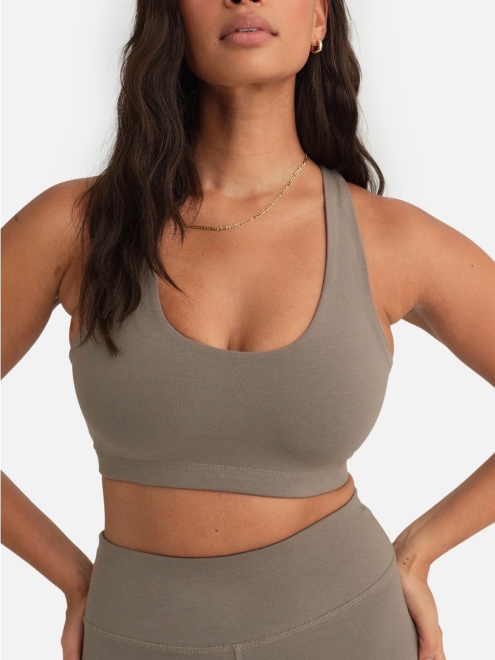 New MATE the Label Organic Scoop Neck Sports Bra Color Sage Women Size XS